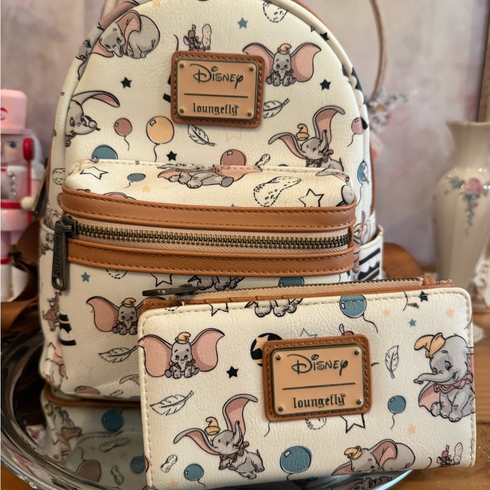 Disney Dumbo Kids Backpack and Wallet Set - Cream and Brown